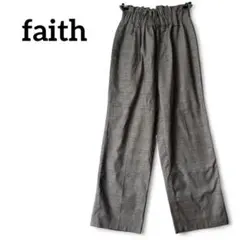 ハイウエスト　チェック柄　ストレート カジュアルパンツ【M】グレー　大人 可愛い