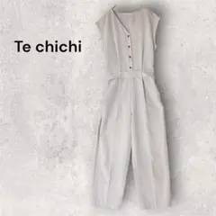 【美品】テチチテラス リネンライク Vネック オールインワン（共布ベルト付き）のサムネイル