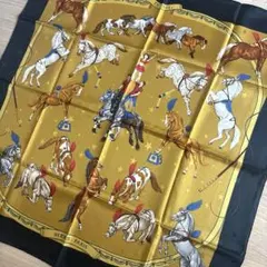 新品　エルメス　スカーフ　カレ90　オンステージ　ブラックゴールド