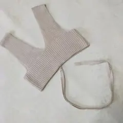 Chico ビスチェ リブ編み　フリーサイズ ベージュ チコ