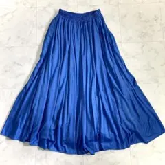 美品 エブール 23SS プリーツロングスカート ウエストゴム ブルー 38 2026年最新】ebure 汚れ・破れ・臭いなど：なし レディース ロング