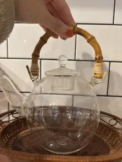 【ひまわり】ガラスポット　直火　北村妙子 新品未使用 北村妙子 ガラスポット 土瓶丸ポット 大 直火用