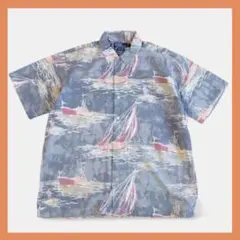 90’s Ralph Louren VITAGECAMP”開襟シャツ船柄グレーL