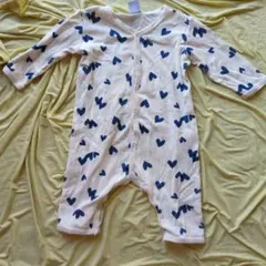 プチバトー　ハート柄長袖ロンパース