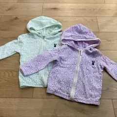 【美品】薄手パーカー♡刺繍 うさぎ 姉妹コーデ　100.120