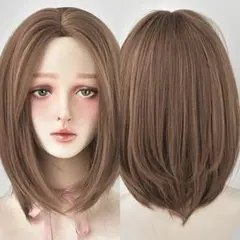 新品♡フルウィッグ ミディアム ボブ ハニーブラウン センターパート 医療用