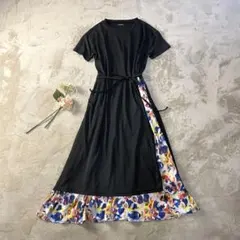 A210◾︎ graniph グラニフ カットソーワンピース ロング 半袖 水彩柄