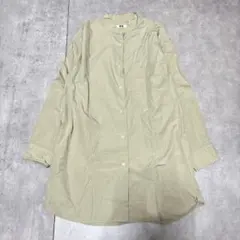 【UNIQLO U】オーバーサイズシャツ 長袖 スタンドカラー ベージュ M秋冬