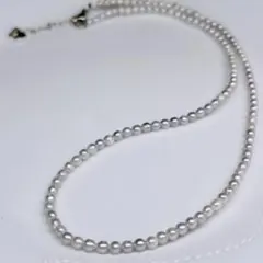 本真珠 グレーブルー ベビーパールネックレス 4mm オローラ パール チェーン