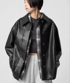 ＜CITEN＞レザーライクジャケット ブラック S