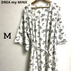 美品DREA my MINX 花柄 ロングカーディガン 七分袖 ガウン 白 M