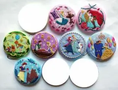 ディズニー 刺繍缶バッジ ラプンツェル アナ雪 プーさん 美女と野獣 アリス