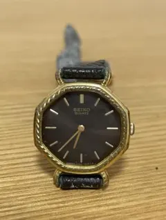 SEIKO セイコー オクタゴン　ブラウン文字盤　 八角形 クォーツ　訳あり