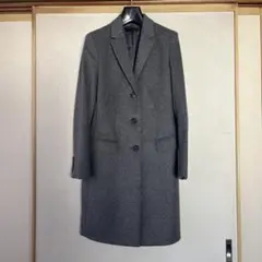UNIQLO グレー チェスターコート ウール混合 3つボタン