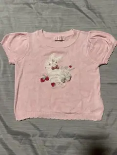 Pretty in Pink ウサギ刺繍 Tシャツ