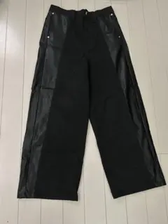 ルース/LOOSE サイドバイカラー ワイドデニムパンツ ブラック