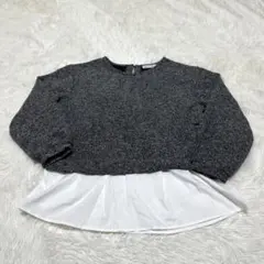 【イッカ】レイヤード風トップス/L/ダークグレー/ブラウス/きれいめ/ikka