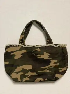 迷彩柄パール付きバッグ