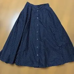 ユニクロ　ネイビー ドット柄 フレアスカートのサムネイル