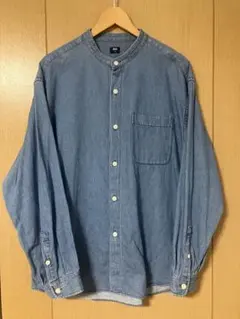 UNIQLO ユニクロ デニムオーバーサイズスタンドカラーシャツ BLUE M