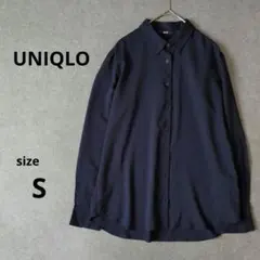 UNIQLO レーヨンブラウス（長袖）Sサイズ ネイビー　美品