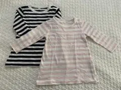 ボーダーカットソー チュニック 長袖 80センチ