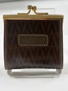 【美品】VALENTINO がま口コインケース ブラウン レトロ