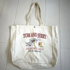 トムとジェリー　キャンバス　トートバッグ　アイボリー　訳あり　キャラクター