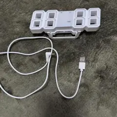 LED デジタル置時計 ホワイト USB給電