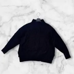 any FAM エニィファム ケーブル編み ハイネック ニット 黒
