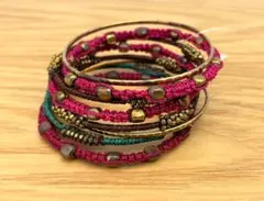 ★新品★エスニック★3連バングル×2+おまけ★8本セット★ボリューム★半値以下