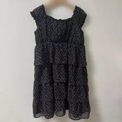 any FAM黒地に小花柄ノースリーブワンピース130cm