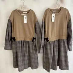 ikka ベストドッキング　チェック ワンピース