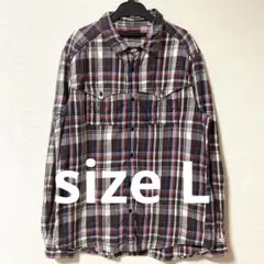 【SIMPLICITE plus】 メンズ コットン チェックシャツ 42サイズ