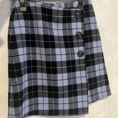 【 超美品 】JILLSTUART ルーチェックラップ台形ミニスカート ブルー