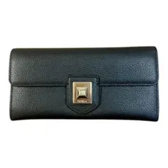 FURLA フルラ 長財布 ブラック レザー フラップ式 カード収納多数