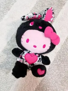 ✨激レア✨ ハローキティ ぬいぐるみ ブラック ピンク ハート 黒 平成