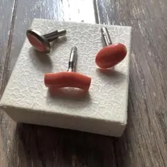 サンゴ　珊瑚　カフス　3個　ビンテージ