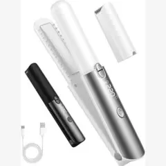 ★新品★ ヘアアイロン コードレス ミニ 7段階温度調整　白　ストレート　カール