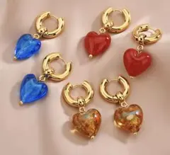 ガラスハートニュアンスピアス　夏コレクション新作