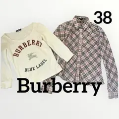 BURBERRY BLUE LABEL 7部袖トップス　ノバチェック柄シャツ