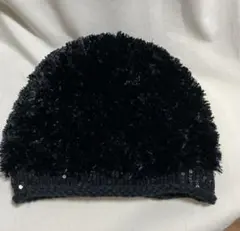 【ムーンバット】ニット帽　スパンコール　ブラック　フリー