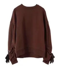 【美品】トランテアン　裏起毛スウェット リボン　ブラウン