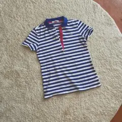 LACOSTE 半袖ポロシャツ 36 青白ストライプ　ゴルフウェア