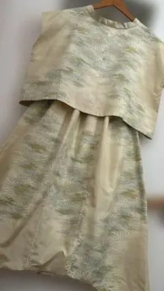 着物リメイク　紬のゆったりサルエルパンツ上下セット