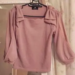 【ROJITA】肩リボン 袖シフォン切替ニットトップスのサムネイル