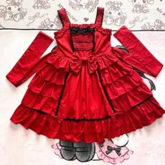 ボディライン ゴスロリ・ロリータ 赤いドレス 2L