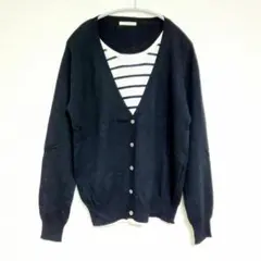 【sale！】【美品】カーディガン＋ボーダードッキングニット