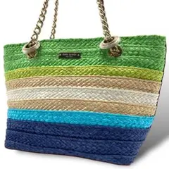 専用 ケイトスペード かごバッグ トートバッグ 肩掛け ストロー マルチカラー