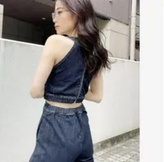 美品　GYDA ジェイダ　BACK ZIPデニムロンパース オールインワン S